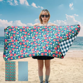 Toalla de playa de lujo personalizada con logotipo, impresión personalizada, envío rápido, toalla de playa grande de microfibra para el verano
