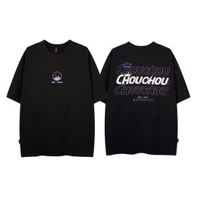 Atacado Novo Design Altura Rua Verão Camisetas Gráficas de Algodão Estampadas com Padrão Solto e Oversized para Homens Manga Curta