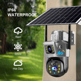 Caméra Solaire 4G Double Objectif V380 6MP avec Détection Humaine IA pour Surveillance Vidéo CCTV de Sécurité Domestique Intelligente