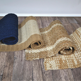 Tapis en jute naturelle personnalisable avec motif de carreaux et boucles à plis pour entrée de cuisine à prix d'usine - Fabrication ODM/OEM