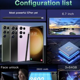 S23 Ultra 7.3" Téléphone Android 5G avec 16 Go de RAM et 1 To de ROM, Appareil Photo Amélioré de 64MP, Double SIM, Réseau GSM Débloqué
