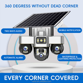 New 3 Lens and 3 Screens PTZ Camera All 3 PTZs Can Been Rotated in APP Human Detection LTE 4G SIM Card WiFi/4G Solar Camera