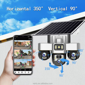 V380 Nouveau modèle privé solaire sans fil 3 PTZ et 3 écrans VTS30-W-F Caméra réseau à contrôle Cloud, caméra de sécurité à énergie solaire