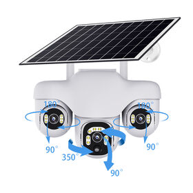 Nova Câmera PTZ de Segurança com 3 Lentes e 3 Telas – Rotação Controlada por App, Detecção Humana, Cartão SIM LTE 4G, Câmera de Segurança 4G com Energia Solar