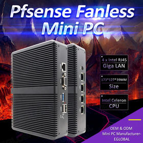 Top Sale 4*LAN Pfsense Firewall Aes-Ni Mini PC Quad Core Celeron J1900 Processor Wake-On-LAN, PXE, RTC Potable Router Computer
