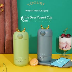 All-in-One Smart Cup - 2-in-1 Yogurt Maker Temperature Control Thermos Bottle with Phone Charging Base Auto Fermentation Cup