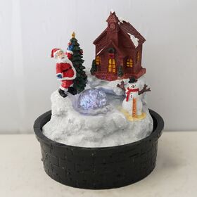 Air Mancur Meja Dekoratif Patung Sinterklas Manusia Salju Hadiah Liburan Unik dengan Pompa Bola Lampu LED Ornamen Natal