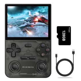 GAMINJA Neue R36S Retro Handheld-Videospielkonsole Linux-System 3,5-Zoll-IPS-Bildschirm Mini Portable Handheld-Videoplayer 64 GB 15000 Spiele