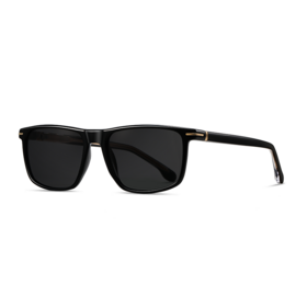 Gafas de Sol Polarizadas Personalizadas OEM Oro Negro con Montura Tr90, Bisagra de Metal y Patillas de Acetato para Hombre, Diseño Cuadrado Clásico