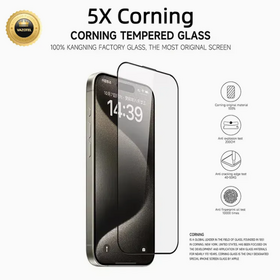 5X Strong Real Corning 9h Hardness Mobile Phone Tempered Glass Screen Protector for iPhone 16, 17 Series