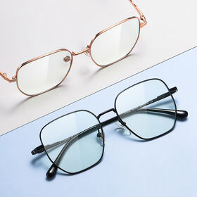 Gafas ópticas geométricas cuadradas de metal al por mayor de estilo retro, monturas de titanio para gafas unisex