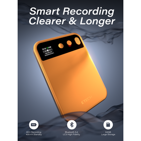 Gravador de reuniões com IA, transcrição em tempo real e resumo automático, 64 GB de armazenamento, tradução multilíngue, atas de conferência