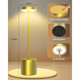USB-Lade-LED-Schreibtischlampe aus Aluminium, Retro-Touch-Nachtlicht, stufenloses Dimmen, modernes Design in Schwarz, Gold, Weiß