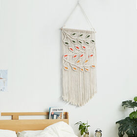 Décoration Murale Macramé Arc-en-Ciel Et Glands Avec Perles En Bois - Tenture Tissée Main - Style Bohème Pour Chambre, Salon