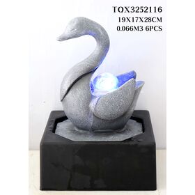 Unique gift fengshui ball color LED indoor tabletop swan statue water fountain with pump ornament for home office decor