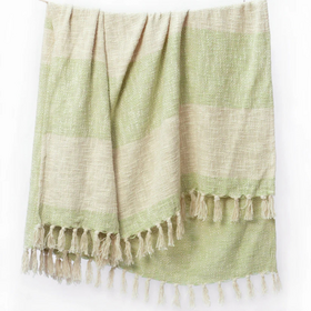 Jeté de Canapé en Coton 100% Vert Sauge Personnalisable avec Tissage en Diamant et Glands 127cm x 152cm au Prix d'Usine - Couverture Confortable pour Canapé, Lit, et Fauteuil OEM/ODM