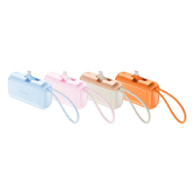 Benutzerdefinierte Farbe 10000mAh Portable Schnelllade-Powerbank Reise Eingebautes Kabel Mini Powerbank mit versteckter Halterung