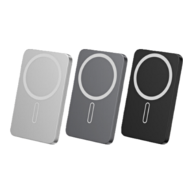 Cargador inalámbrico magnético ultra delgado tipo C personalizado, batería externa portátil de aleación de aluminio de 5000 mAh para teléfono
