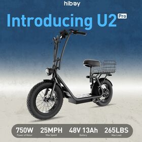 Urban Glide Hiboy U2 Pro E-Scooter - 25km/h Max. Geschwindigkeit, 60-70km Reichweite für Shopping & tägliches Pendeln