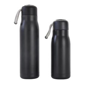 400ml/500ml BPA-freie, personalisierte, tragbare Edelstahl-Vakuum-Wasserflasche, Thermoskanne, Reisebecher mit Streifendeckel