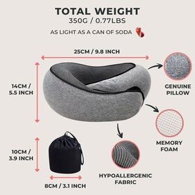Almohada de viaje de espuma de memoria ergonómica con terapia magnética para coche de avión y uso en el hogar, soporte para el cuello y diseño anti-ronquido