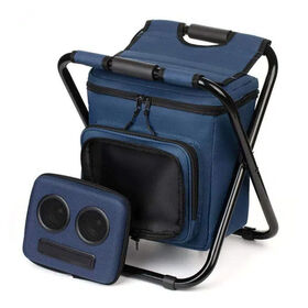 Sac à Dos Glacière 3-en-1 avec Chaise, Compartiment Isotherme, Haut-Parleurs Bluetooth Intégrés et Conception Pliable pour Camping Sportif avec Logo Personnalisable