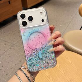 Neue, schmutzabweisende Handyhülle im Design 2025, passend für IP16 PRO MAX, Glitzerpuder-Farbverlauf, Fallschutz-Handyhülle mit Kleber