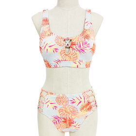 Custom Floral Design Beachwear Swimsuit for Women's Breathable Two Piece Bikinis Set Unique Bathing Suit with Custom Printings