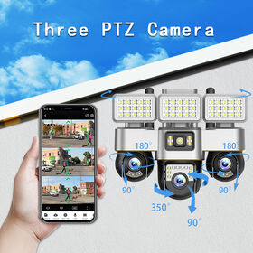 Caméra PTZ à Triple Écran V380, Nouvelle Arrivée avec 3 PTZ et 3 Écrans, 6MP, 4G, Sécurité CCTV Réseau pour Usage Intérieur et Extérieur