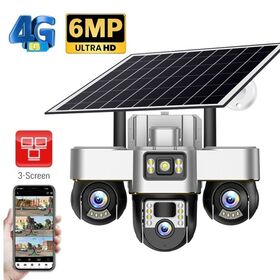 V380 مصباح شارع شمسي جديد و 3 كاميرات PTZ ببطاقة SIM 4G تعمل بالطاقة الشمسية كاميرات مراقبة CCTV أمنية تعمل بالطاقة الشمسية شبكة 4G PTZ ثلاثية العدسة