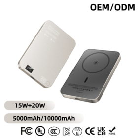 OEM 5000mAh Alumínio Prata Carregador de Telefone Sem Fio para Exterior Carregamento Rápido Mini Power Banks Magnéticos Portáteis para Celular