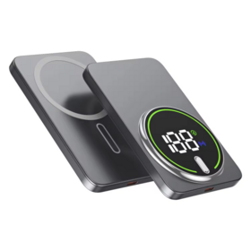 Batteries externes magnétiques sans fil, mini, ultra-minces, en aluminium, à charge rapide pour l'extérieur, 5000 mAh pour téléphones portables - Les plus vendues !