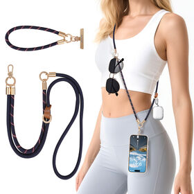 Memumi Lanière de Téléphone 3 en 1, Cordon Croisé, Dragonne de Cou/Poignet pour Tous les Téléphones, Lanière de Sécurité Antivol - Bleu