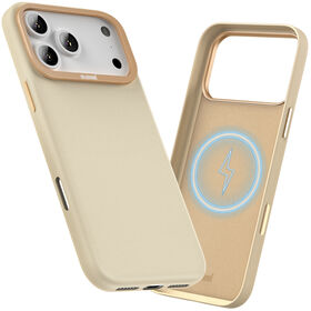 Memumi Magnetische PU-Lederhülle für iPhone 17 Pro Max, kompatibel mit MagSafe | Vintage-Stil | Metallknöpfe - Gold