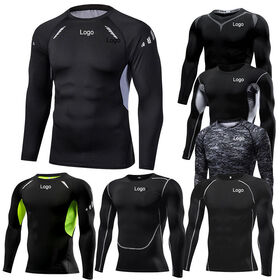 T-shirt De Compression Homme - Manches Longues Respirant, Séchage Rapide - Pour Musculation, Course, Entraînement - Col Rond