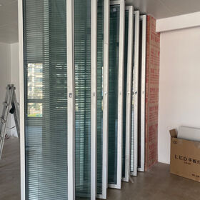 Glass movable partition accessories, single/double-glazed aluminum alloy frame, vertically adjustable and movable screen, hand-cra