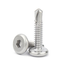 Tornillos de cabeza hueca hexagonal de acero inoxidable 410, tornillos autorroscantes autoperforantes de cola de milano para tejas de acero de color, lámina de hierro M5.5