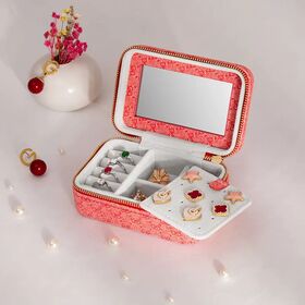 In Stock Organizer with mirror Custom Logo layered Case Jewellery box ZipperJewellery Storage box Travel two layers low MOQ