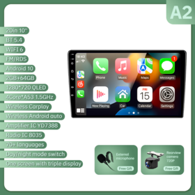 10 pouces 2 64 Android 14 2 autoradio de din avec des boutons pour l'automobile de jeu de voiture de multimédia de radio universelle