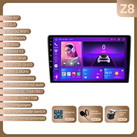 10 Zoll 8+128GB 2.0Ghz Android 14 2 Din Autoradio Universal Autoradio Automotive Multimedia Car Play Auto