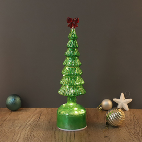 Árbol de Navidad de Cristal con Luces, Árbol de Navidad Pequeño con Luz Nocturna, Adorno Navideño