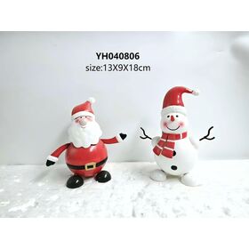 OEM metal Santa Claus Snowman statue iron figurine holiday seasonal gift for Christmas ornament