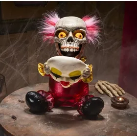 Decoraciones de Halloween Payaso animado con LED y máscara, payaso de miedo animado con máscara, luces LED, voz espeluznante, casa encantada de Halloween, nuevo