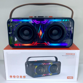 New Design C18 Transparent Mecha Portable Speaker With RGB LED Lights Strong Bass 20W Wireless Charging Function AUX & TF & Stereo