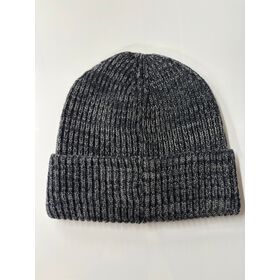 Grau-schwarze gerippte Strickmütze im Großhandel & individuelle, strukturierte, warme Strickmütze