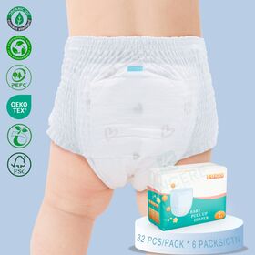 Fraldas Personalizadas Pull-up para Bebê, Marca Própria, Qualidade Superior, OEM Estoque, Calças de Fralda Confortáveis para Bebê com Prevenção de Vazamento 3D
