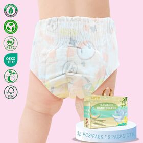 Fábrica oferece fraldas de bebê descartáveis personalizadas por atacado de alta qualidade fibra de bambu biodegradável Fabricante de fraldas de bebê