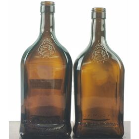 Factory Price 750ml Amber Embossed Glass Vodka Bottle for Whisky Brandy Spirits