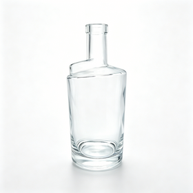 750ml Asymmetric Slant Shoulder Clear Glass Liquor Bottle Unique Offset Neck Empty Vessel for Premium Vodka, Gin & Craft Spirits