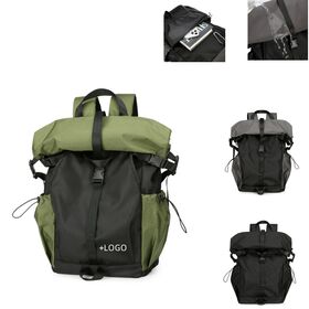 High-Quality Folding Roll-Top Backpack for Men Street Trendy Design for Urban Commute Casual Travel Zipper Closure Foldable Bag